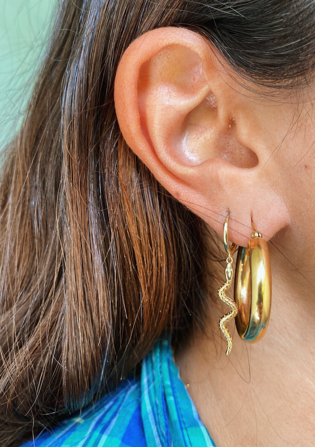 Frøken Dianas salonger øredobber Snake hoop long - gold