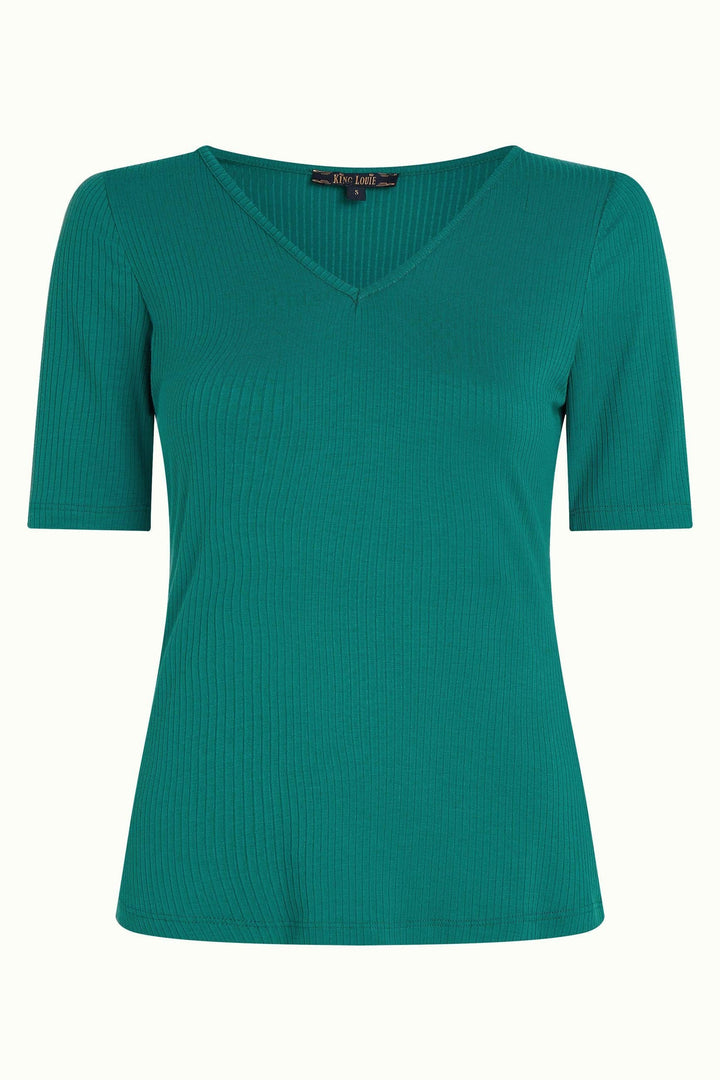 Carice uni rib topp Ponderosa green grønn fra King Louie, en  ribbestrikket topp i viskose som er superbehagelig på.