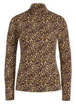 Last inn bildet i Galleri-visningsprogrammet, Genser med høy hals fra King Louie. Brunt leopardmønster og lange ermer.
