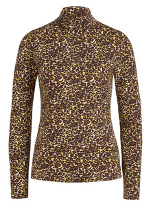 Genser med høy hals fra King Louie. Brunt leopardmønster og lange ermer.