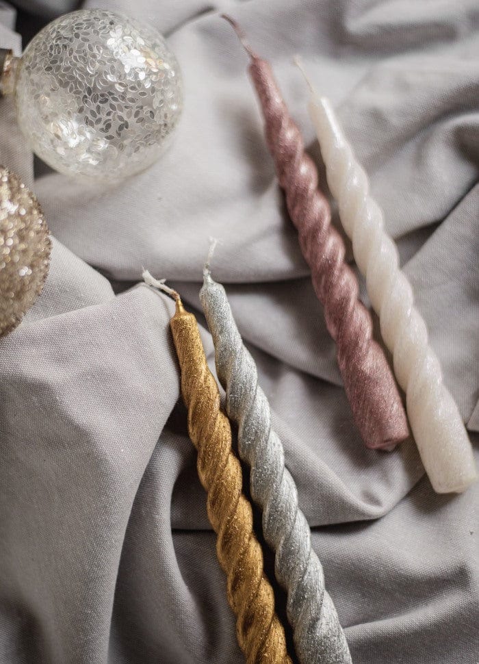 Kunstindustrien stearinlys Stearinlys twisted brushed - silver