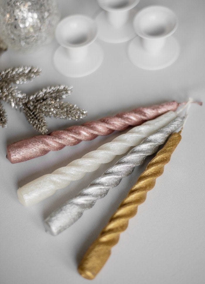 Kunstindustrien stearinlys Stearinlys twisted brushed - silver