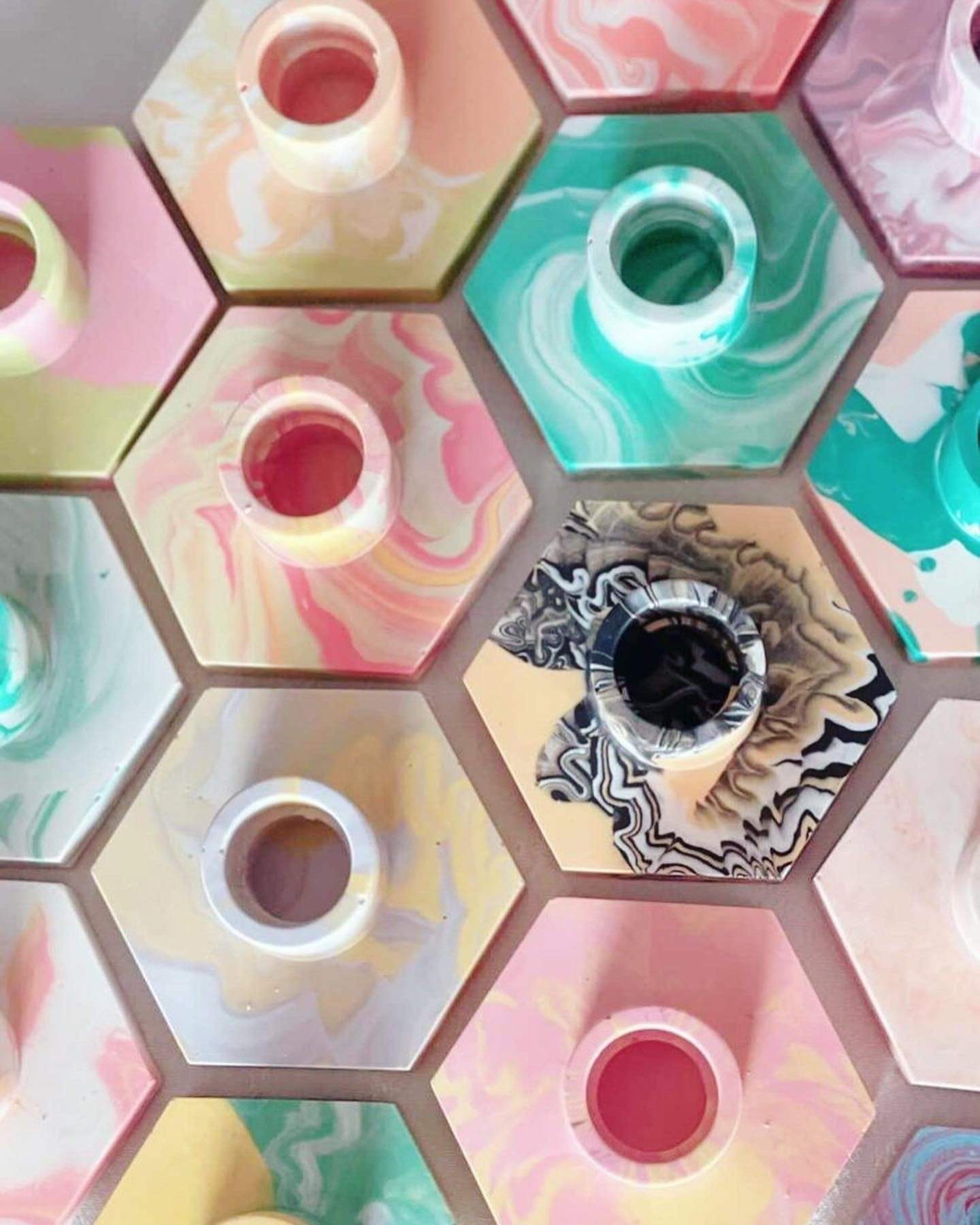 Lysveken Lysestake Lysestake hexagon - rosa, grønn&hvit
