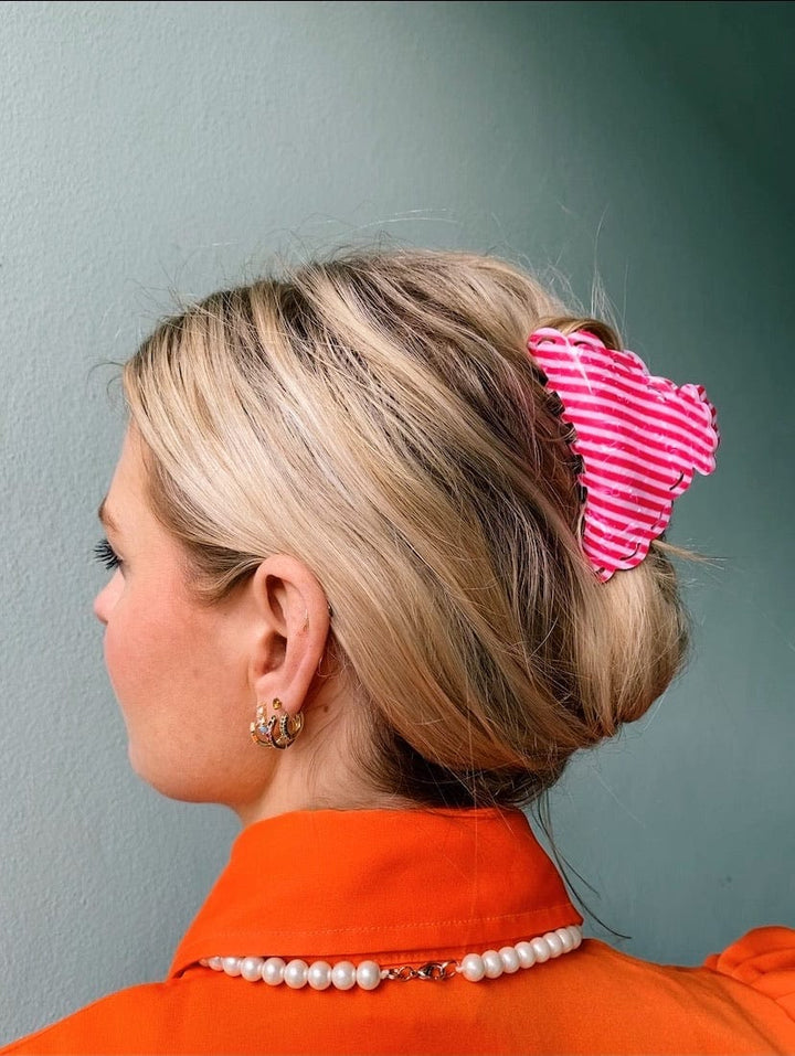 Pico hårpynt Elly stripe hårklype - pink and white