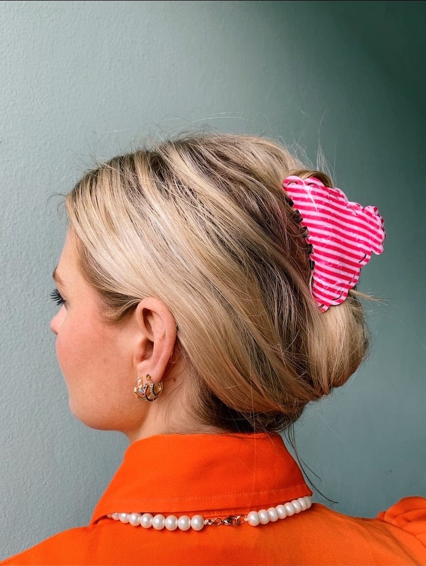 Pico hårpynt Elly stripe hårklype - pink and white