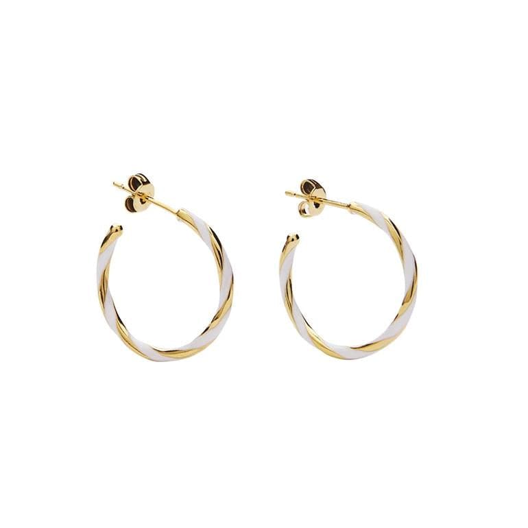Pico øredobber Enamel hoops - white