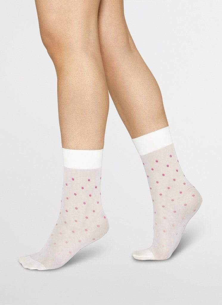 Swedish Stockings strømpebukser Eva Dot socks 20 den - ivory/pink