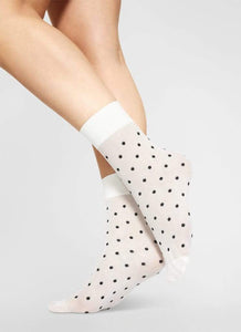 Swedish Stockings strømpebukser Eva Dot socks 20 den - ivory/black