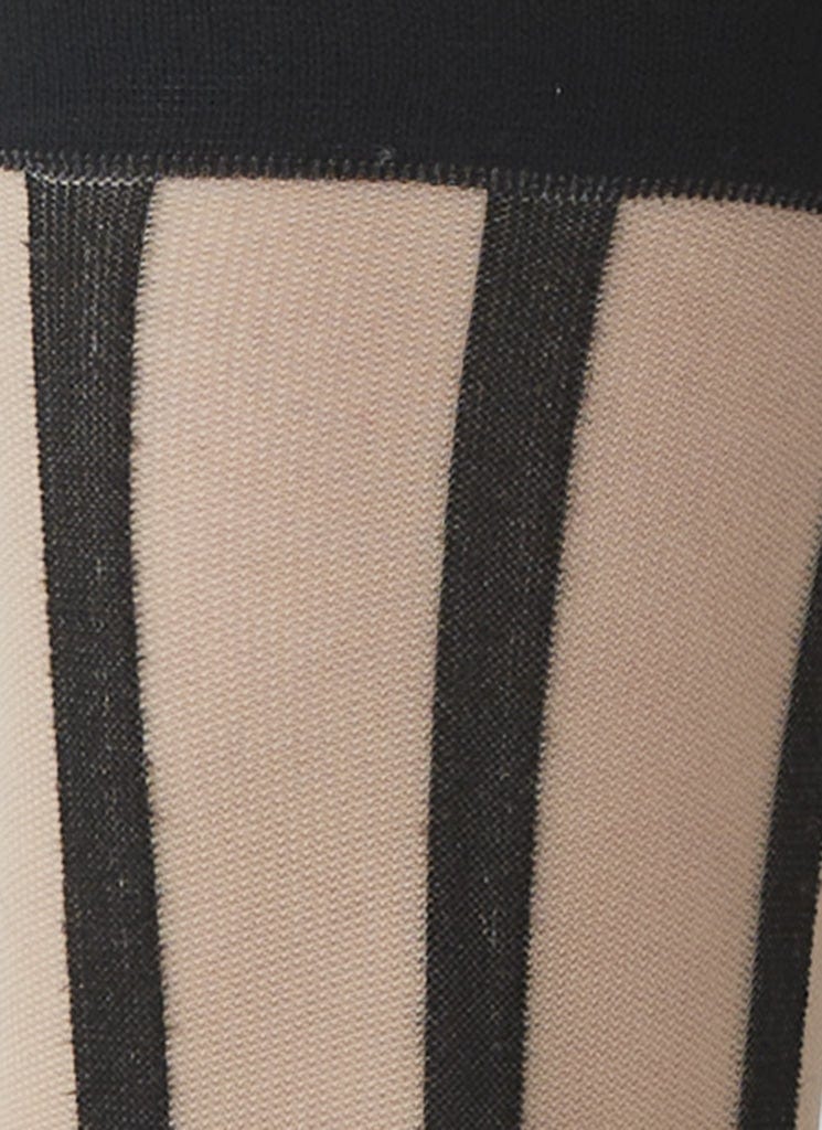 Swedish Stockings strømpebukser Robin stripe sock - beige&black