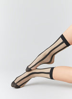 Last inn bildet i Galleri-visningsprogrammet, Swedish Stockings strømpebukser Robin stripe sock - beige&amp;black
