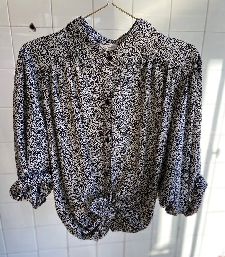 Vintage Vintage bluser 3XL Vintagebluse - Abstrakte roser , str 3XL