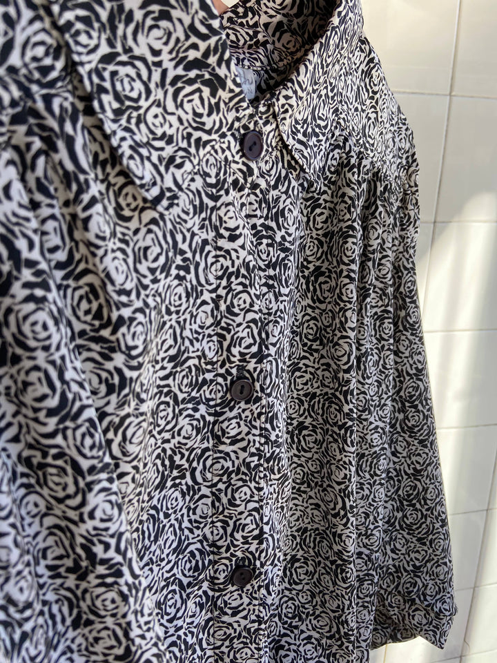 Vintage Vintage bluser 3XL Vintagebluse - Abstrakte roser , str 3XL