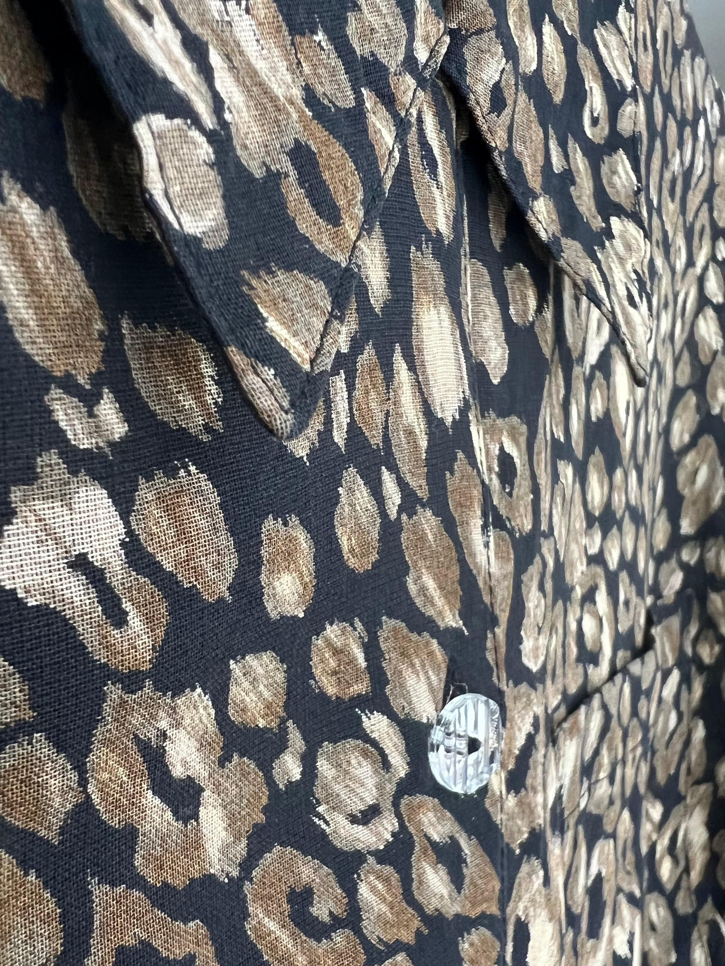 Vintage Vintage bluser XS Vintagebluse - Leopardnatt, str XS