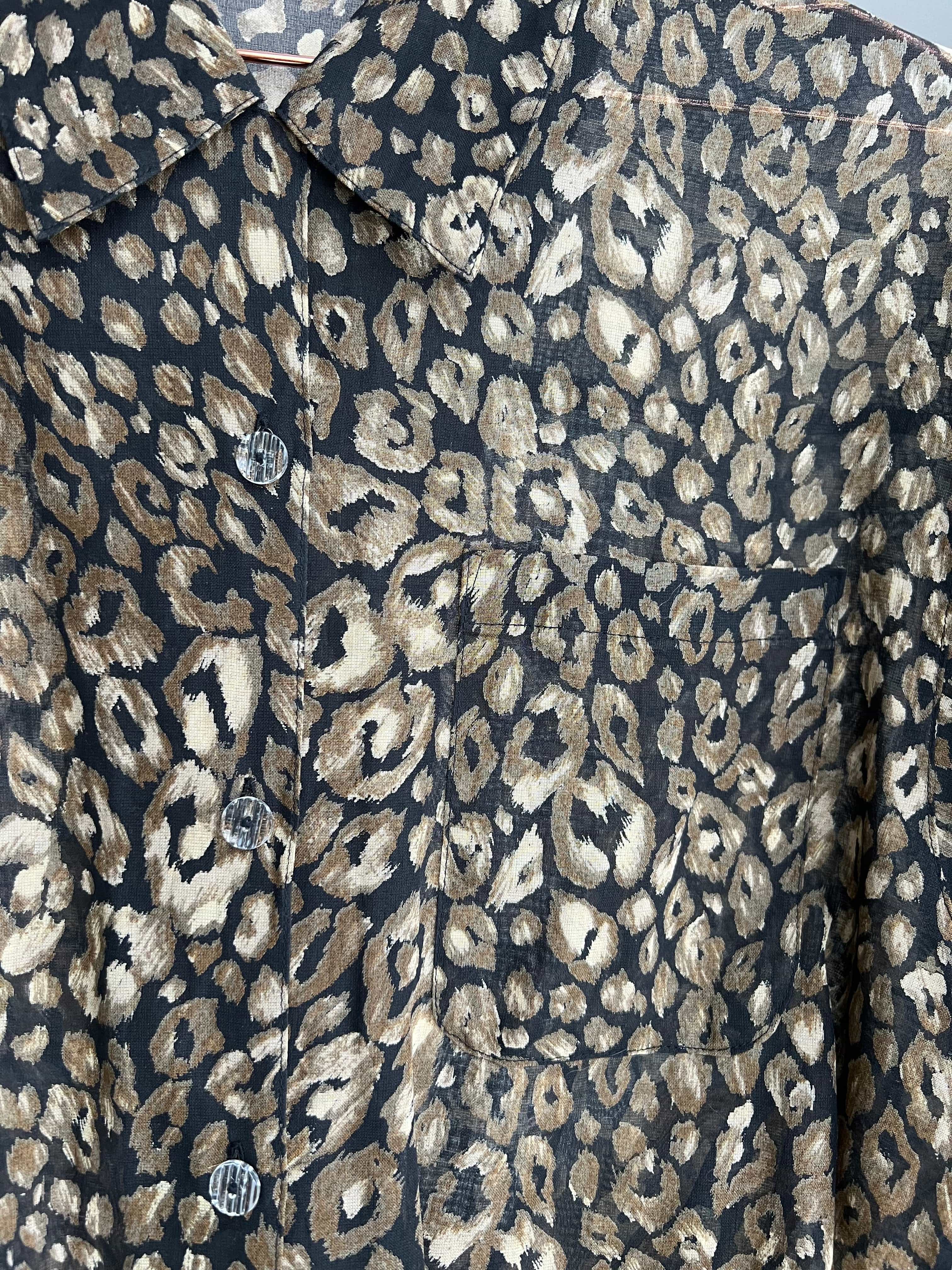 Vintage Vintage bluser XS Vintagebluse - Leopardnatt, str XS
