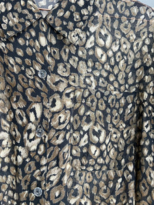 Vintage Vintage bluser XS Vintagebluse - Leopardnatt, str XS