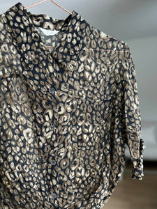 Vintage Vintage bluser XS Vintagebluse - Leopardnatt, str XS