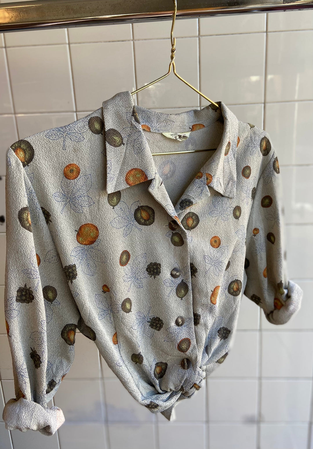 Vintage Vintage bluser XXS Vintagebluse - Lønneblad, str XXS