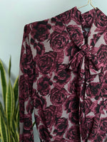 Last inn bildet i Galleri-visningsprogrammet, Vintage Vintage bluser S Vintagebluse - Vinrøde roser, str S

