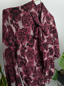 Vintage Vintage bluser S Vintagebluse - Vinrøde roser, str S